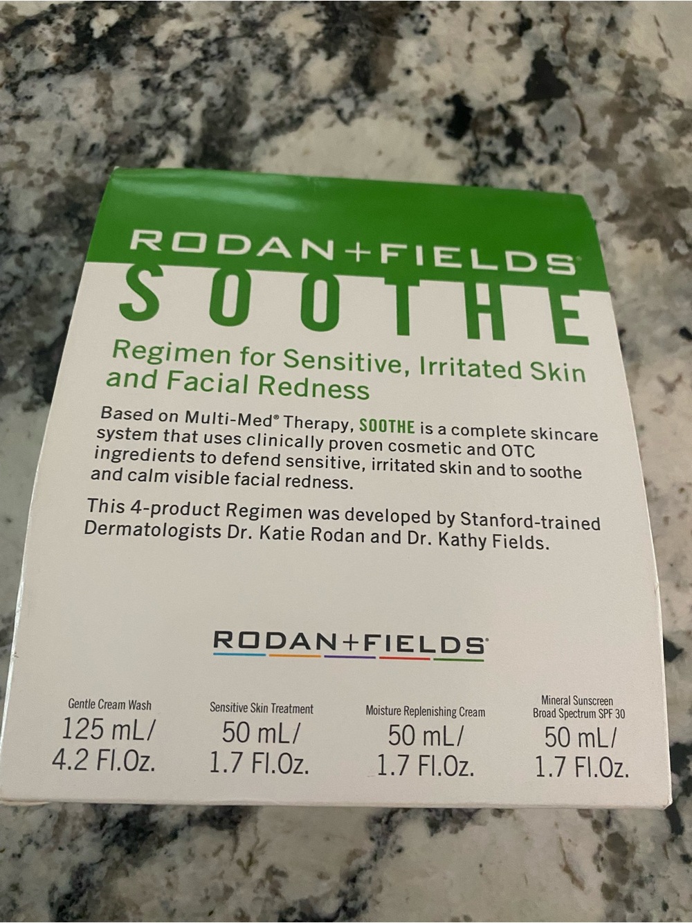 Rodan + Fields Soothe Regimen Box - Green and White Packaging